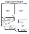1 Bedroom 1 Bath Apartment Sleepy Ridge Apartments, Williston, ND